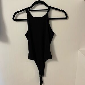 Weworewhat Danielle Bernstein Black Ribbed Tank Bodysuit